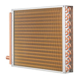 Heat Exchanger Water to Air, 18"x 20" with 3-Row 3/8" Copper Ports, 242 Aluminum Fins Heat Exchanger for Outdoor Wood Furnaces, Residential Heating and Cooling, and Forced Air Heating