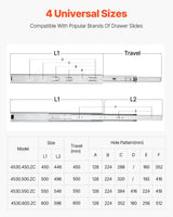 Drawer Slides, 20 inch, 10 Pairs Full Extension Ball Bearing Cabinet Rails, 100 LB Load Capacity Heavy Duty Side Mount Dresser Drawer Slides, Drawer Track Runners for Kitchen DIY Replacement