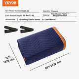 Moving Blankets, 2032 x 1829 mm, 15.6 kg/dz, 12 Packs, Professional Non-Woven & Recycled Cotton Packing Blanket, Heavy Duty Mover Pads for Protecting Furniture, Floors, Appliances, Blue/Orange