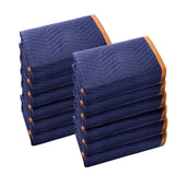 Moving Blankets, 2032 x 1829 mm, 15.6 kg/dz, 12 Packs, Professional Non-Woven & Recycled Cotton Packing Blanket, Heavy Duty Mover Pads for Protecting Furniture, Floors, Appliances, Blue/Orange
