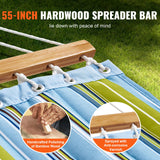 Double Quilted Fabric Hammock, 12 FT Double Hammock with Hardwood Spreader Bars, 2 Person Quilted Hammock with Detachable Pillow and Chains for Camping Outdoor Patio Yard Beach, 480 lbs Capacity