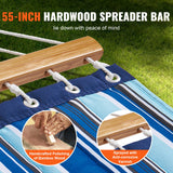 Double Quilted Fabric Hammock, 12 FT Double Hammock with Hardwood Spreader Bars, 2 Person Quilted Hammock with Detachable Pillow and Chains for Camping Outdoor Patio Yard Beach, 480 lbs Capacity
