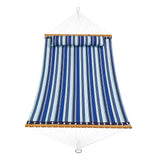 Double Quilted Fabric Hammock, 12 FT Double Hammock with Hardwood Spreader Bars, 2 Person Quilted Hammock with Detachable Pillow and Chains for Camping Outdoor Patio Yard Beach, 480 lbs Capacity