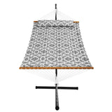 Two Person Hammock with Stand Included Heavy Duty 480lb Capacity, Double Hammock with 12 FT Steel Stand and Portable Carrying Bag and Pillow, Freestanding Hammock for Outdoor Patio Yard Beach