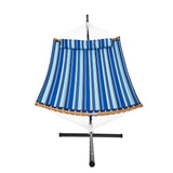 Two Person Hammock with Stand Included, Double Hammock with Curved Spreader Bar and Detachable Pillow and Portable Carrying Bag, Perfect for Outdoor Freestanding Hammock, 480lb Capacity