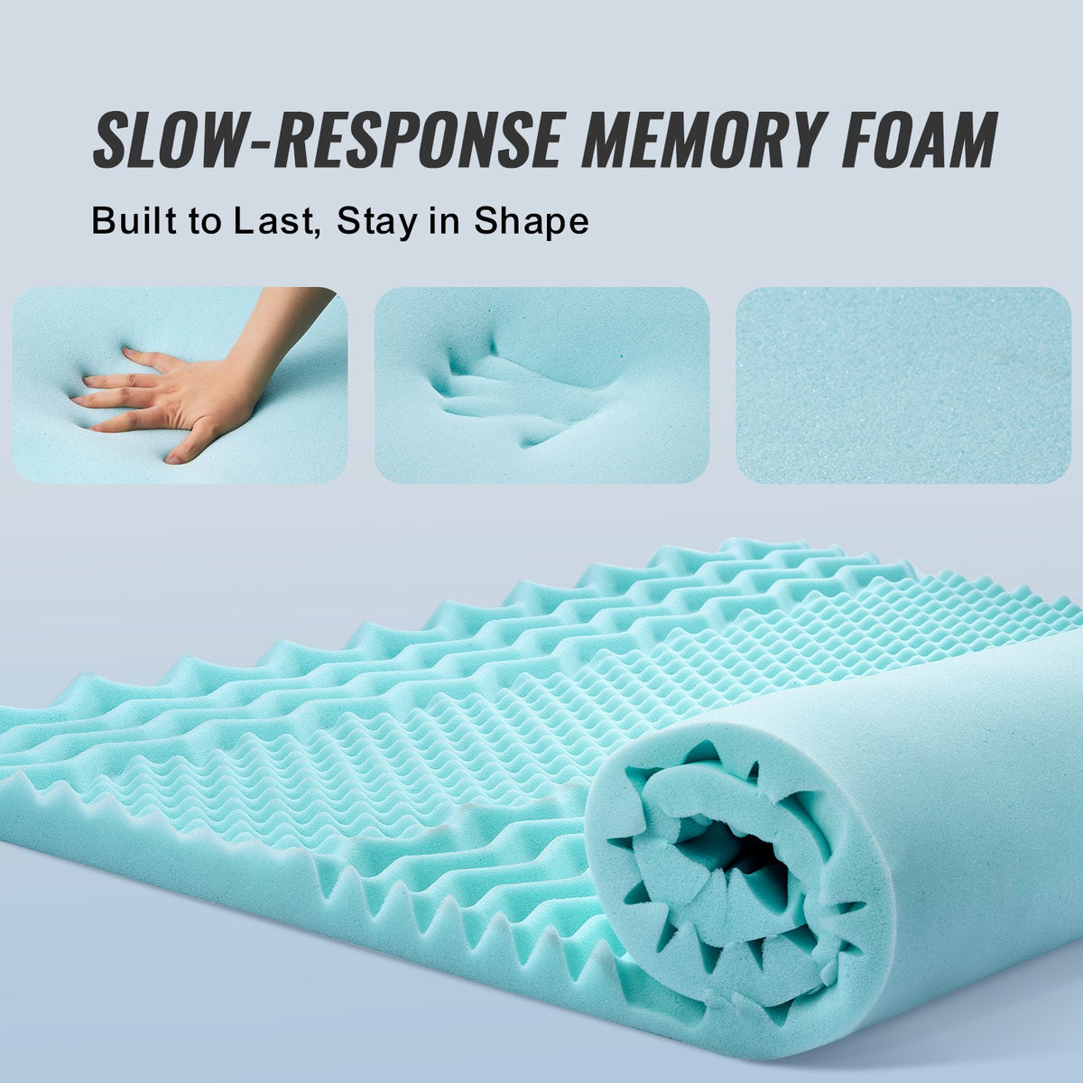 Mattress Topper, Queen Size, 50.8 mm Thickness, Memory Foam Mattress Pad, Cooling Gel Infusion, Compressed Package for Quick Setup, 7 Comfort Zones for Pressure Relief, Comfy Support for Any Bed