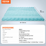 Mattress Topper, Queen Size, 50.8 mm Thickness, Memory Foam Mattress Pad, Cooling Gel Infusion, Compressed Package for Quick Setup, 7 Comfort Zones for Pressure Relief, Comfy Support for Any Bed