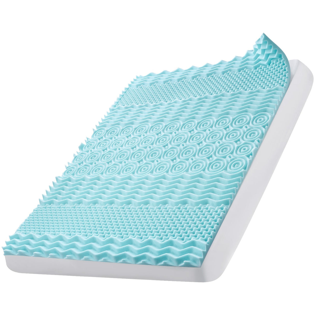 Mattress Topper, Queen Size, 50.8 mm Thickness, Memory Foam Mattress Pad, Cooling Gel Infusion, Compressed Package for Quick Setup, 7 Comfort Zones for Pressure Relief, Comfy Support for Any Bed