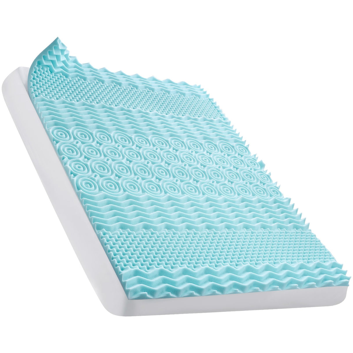 Mattress Topper, Queen Size, 50.8 mm Thickness, Memory Foam Mattress Pad, Cooling Gel Infusion, Compressed Package for Quick Setup, 7 Comfort Zones for Pressure Relief, Comfy Support for Any Bed