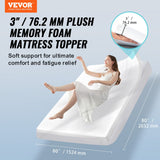 Mattress Topper Memory Foam Detachable & Washable Queen 76.2 mm Thickness
