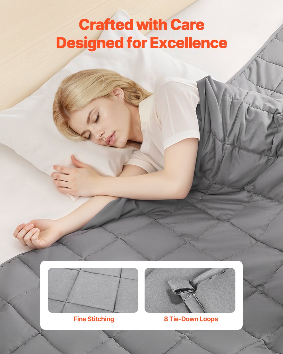 Weighted Blanket, 11 kg, 2235 x 2640 mm King Size, Cooling Breathable Heavy Blanket with Glass Beads, All-Season Use, Suitable for 113-140 kg Adults, Anxiety Stress Relief, Improve Sleep, Grey