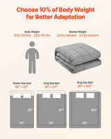 Weighted Blanket, 11 kg, 2235 x 2640 mm King Size, Cooling Breathable Heavy Blanket with Glass Beads, All-Season Use, Suitable for 113-140 kg Adults, Anxiety Stress Relief, Improve Sleep, Grey
