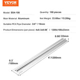 PEX Heat Transfer Plates 1.2m, Radiant Heat Plates for 19mm PEX Pipe, Durable Aluminum & Easy Trimming and Install Underfloor Heat Tubing Plates, Perfect for Wooden Floors (100pcs)