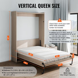 Murphy Bed Kit, Queen Size, Vertical Deluxe DIY Wall Bed Mechanical Hardware Kit, Pneumatic Lever Heavy Duty Bed Frame Support, Folding Cabinet Wall Bed Space Saving Design for Guestroom