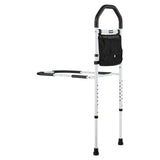 Bed Rail for Elderly, Bedside Assist Rails with Supporting Leg and PU Handrail, Adjustable Height Carbon Steel Pipe Bedside Cane, Bed Bars for Seniors & Patients, Fits King, Queen, Full, Twin