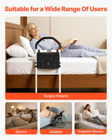 Bed Rail for Elderly, Bedside Assist Rails with Supporting Leg and PU Handrail, Adjustable Height Carbon Steel Pipe Bedside Cane, Bed Bars for Seniors & Patients, Fits King, Queen, Full, Twin