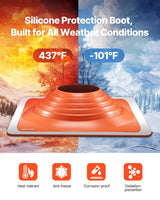 Roof Pipe Flashing Boot, Fit Pipe OD 254 to 457 mm, Flexible Silicone Roofing Jack Pipe Flashing, High Temp -74℃ to 225℃, Lasting Square Metal Base, for Chimney, Wood Stove & Outdoor Vent Pipes