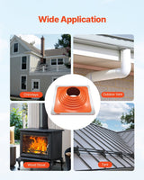 Roof Pipe Flashing Boot, Fit Pipe OD 254 to 457 mm, Flexible Silicone Roofing Jack Pipe Flashing, High Temp -74℃ to 225℃, Lasting Square Metal Base, for Chimney, Wood Stove & Outdoor Vent Pipes