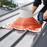 Roof Pipe Flashing Boot, Fit Pipe OD 254 to 457 mm, Flexible Silicone Roofing Jack Pipe Flashing, High Temp -74℃ to 225℃, Lasting Square Metal Base, for Chimney, Wood Stove & Outdoor Vent Pipes