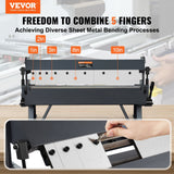 Box and Pan Brake, 610 ± 10 mm, 0-130 Degrees Sheet Metal Bending Brake, Portable Metal Bender with 20 Gauge Low Carbon Steel 14 Gauge Aluminum Capacity, 5 Adjustable Fingers for Metal Bending