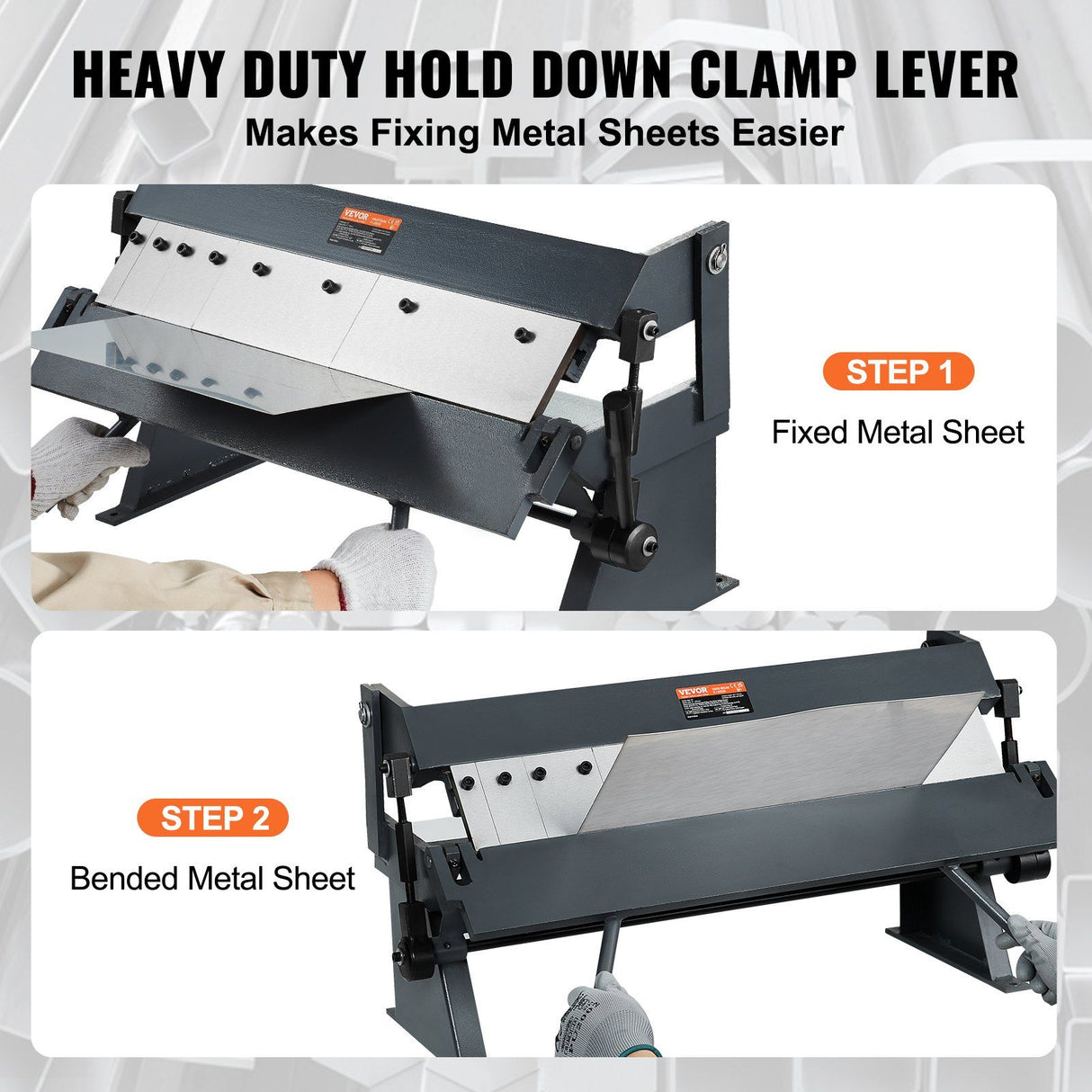 Box and Pan Brake, 610 ± 10 mm, 0-130 Degrees Sheet Metal Bending Brake, Portable Metal Bender with 20 Gauge Low Carbon Steel 14 Gauge Aluminum Capacity, 5 Adjustable Fingers for Metal Bending