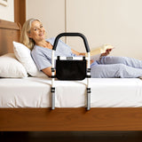 Bed Rail for Elderly, Bedside Assist Rails with PU Handrail, Adjustable Height Pipe Bedside Cane, High-Strength Carbon Steel Bed Bars for Seniors & Patients, Fits King, Queen, Full, Twin