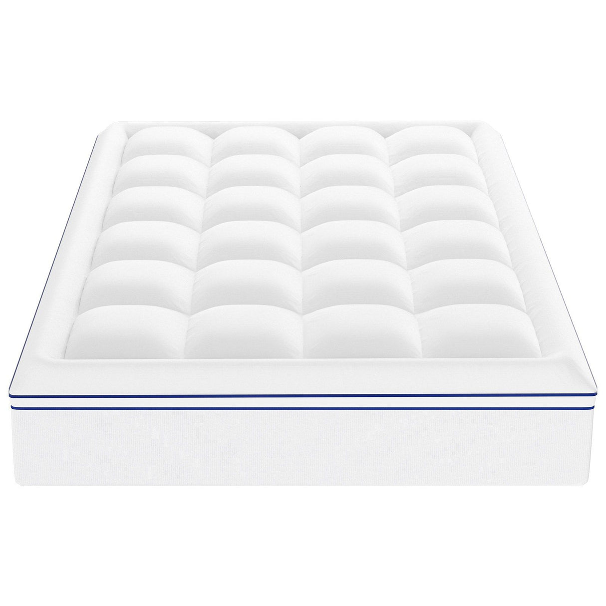 Mattress Topper, Queen Size, 25.4 mm Thickness, Fiber Fill Pad with Detachable & Washable, Comfortable, Supportive, Cooling, Breathable, with Detachable Bedside Pocket for Holding Small Items