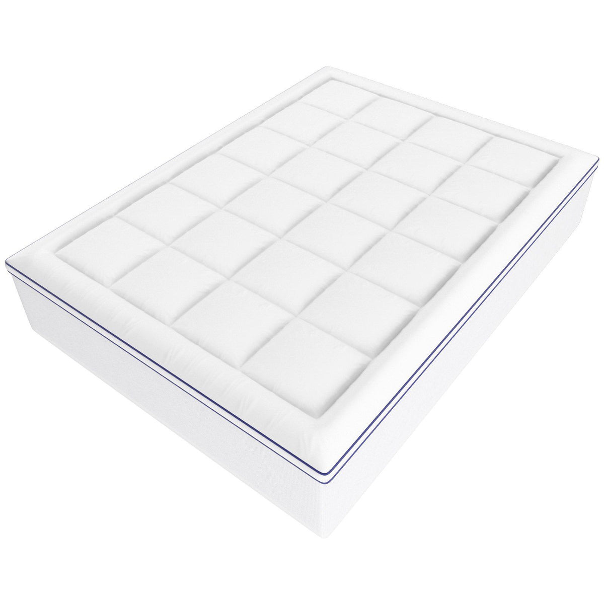 Mattress Topper, Queen Size, 25.4 mm Thickness, Fiber Fill Pad with Detachable & Washable, Comfortable, Supportive, Cooling, Breathable, with Detachable Bedside Pocket for Holding Small Items