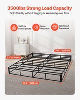 Box Spring, King Size Bed Frame with Washable Fabric Cloth, Heavy Duty Metal Frame for King Bed, 230 mm Mattress Foundation, 1587.57 kg Max Weight Capacity, Easy Assembly, 2010 x 1925 x 230 mm