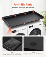 Washer Dryer Countertop, 54" x 27" Wooden Washer and Dryer Countertop, Water-Resistant Laundry Machine Topper Cover with Anti-Slip Pads, for Laundry Room Organization and Storage, Black