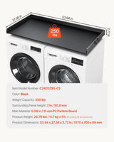 Washer Dryer Countertop, 54" x 27" Wooden Washer and Dryer Countertop, Water-Resistant Laundry Machine Topper Cover with Anti-Slip Pads, for Laundry Room Organization and Storage, Black