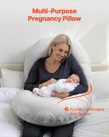 Pregnancy Pillow, C-Shaped Full Body Maternity Pillow, Ultra-Soft and Breathable Pregnant Support Pillows with Removable & Washable Cover, Perfect for Back, Belly, Hip, Legs Relief