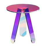 VEVOR Round Iridescent Side Table, Acrylic End Table, Clear Rainbow Acrylic Coffee Table for Drink, Food, Snack used in Living Room, Bedroom, and Study