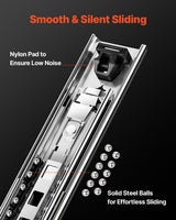1 Pair Full Extension Drawer Slides 16 18 20 24 30 35 38 59 32 36 40 48 60 in, 250 lbs Load Capacity Locking Drawer Slides, Ball Bearing with Lock Side Mount Drawer Slide Rail