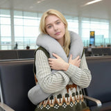 2Pcs Travel Pillow Wrap Comfort Adjustable Neck Support Pillow Scarf for Airplane Travel Sleep Nap Machine Washable and Portable Soft Neck Pillow Grey