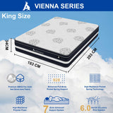 Audreamy Vienna Mattress – 34cm Euro Top Super Cool Gel Foam 7-Zone Pocket Spring Medium Firm (King)