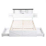 Artiss Queen Bed Frame with Storage Drawers White Platform Bedframe with Bookcase Headboard Charging Station Led Light