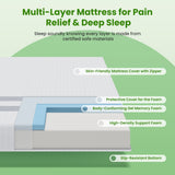 BedStory Single Memory Foam Mattress 25cm Cooling Gel Foam Mattress in a Box Medium Feel