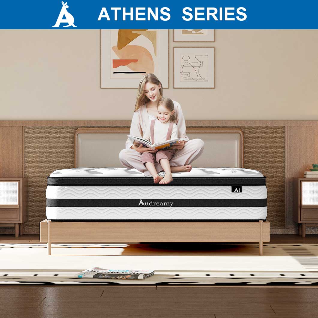 Audreamy Athens Mattress – 34cm Plush Euro Top 7-Zone Pocket Spring 5D Support Medium Firm All Sizes