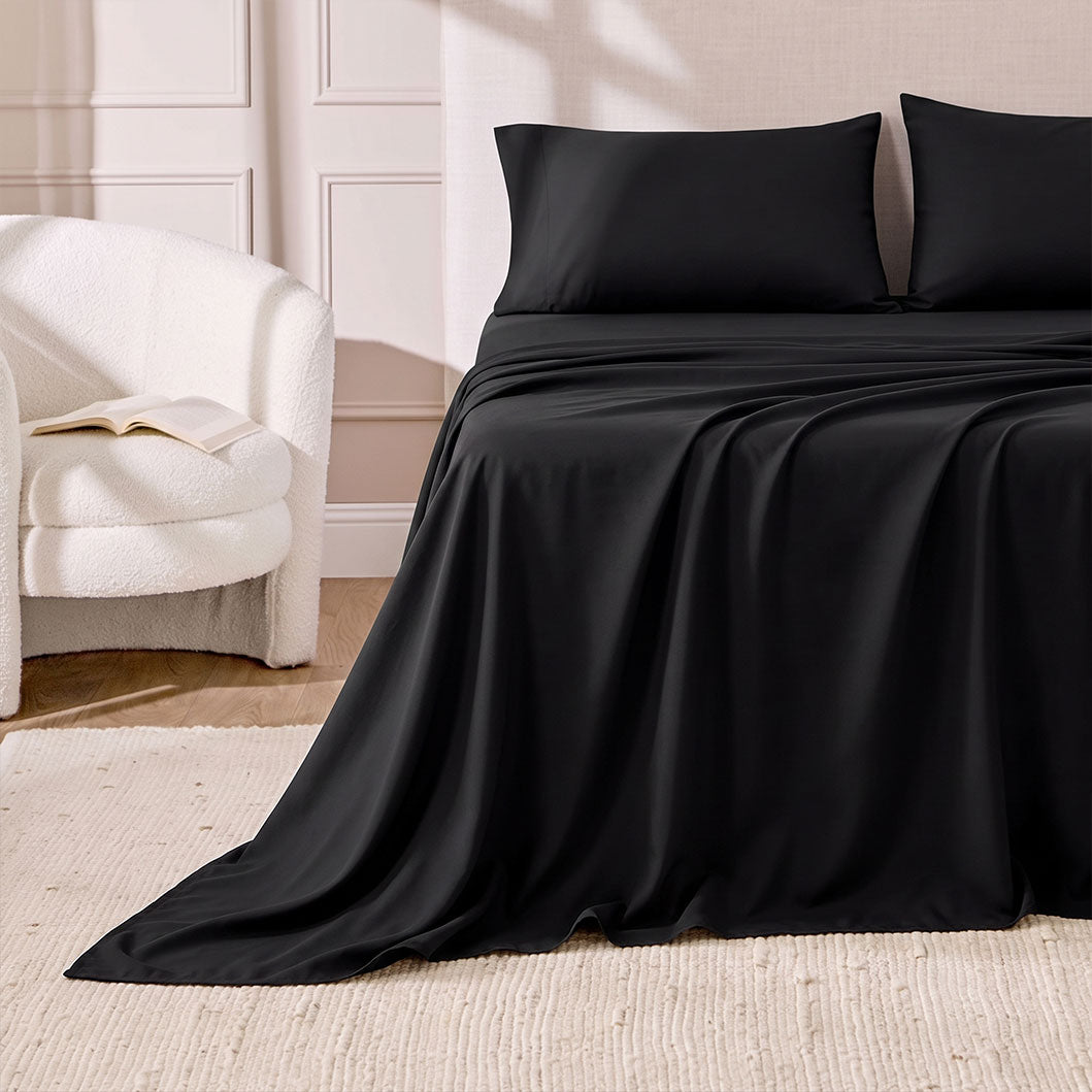 Hotel Soft Bed Sheet Set- Bedding Sheets & Pillowcases Breathable Bedding Wrinkle, Fade, Stain Resistant-Deep Pocket Flat Fitted Bed Sheet Set