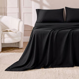 Hotel Soft Bed Sheet Set- Bedding Sheets & Pillowcases Breathable Bedding Wrinkle, Fade, Stain Resistant-Deep Pocket Flat Fitted Bed Sheet Set