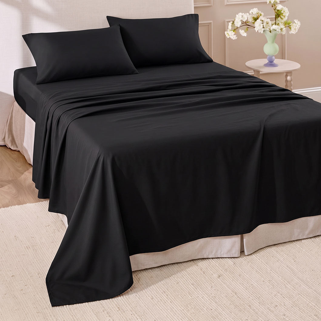 Hotel Soft Bed Sheet Set- Bedding Sheets & Pillowcases Breathable Bedding Wrinkle, Fade, Stain Resistant-Deep Pocket Flat Fitted Bed Sheet Set