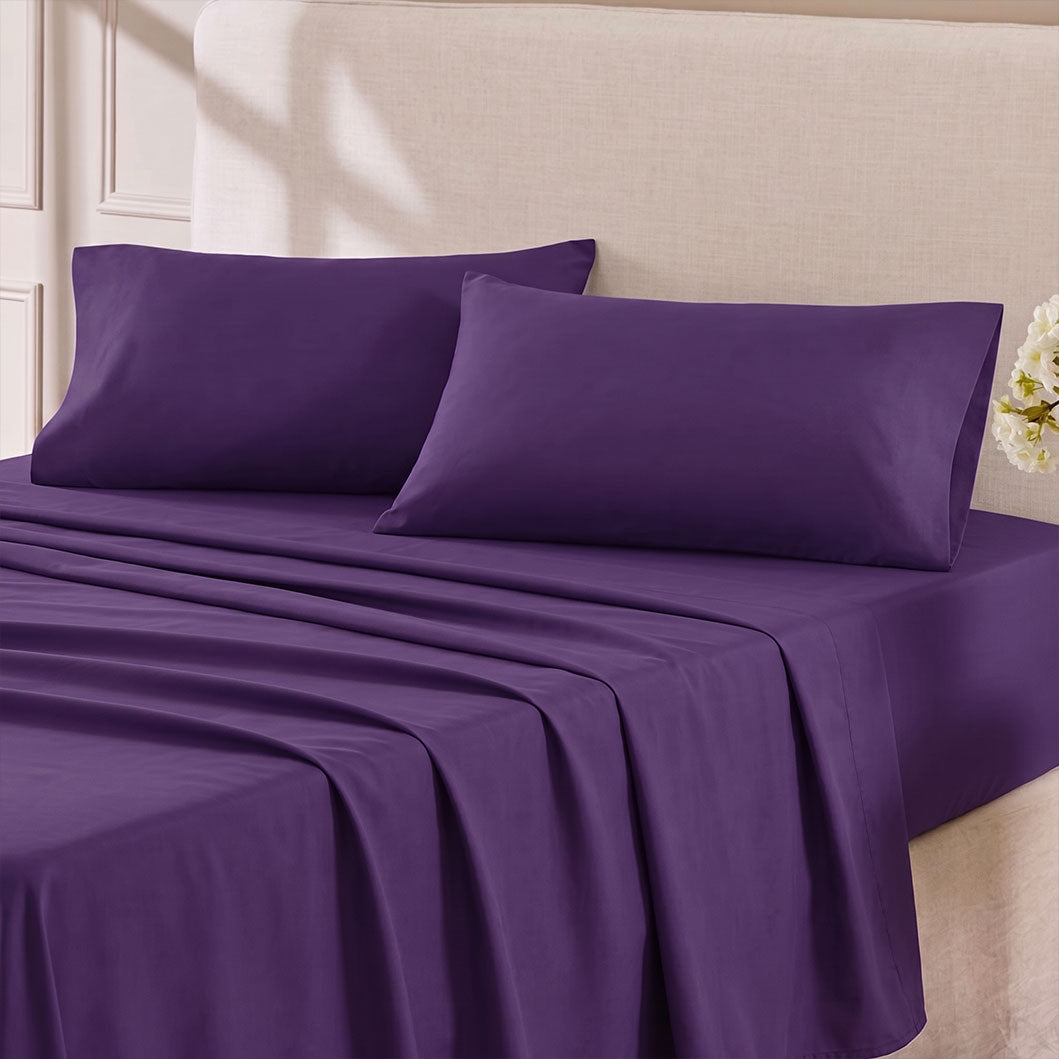 Hotel Soft Bed Sheet Set- Bedding Sheets & Pillowcases Breathable Bedding Wrinkle, Fade, Stain Resistant-Deep Pocket Flat Fitted Bed Sheet Set