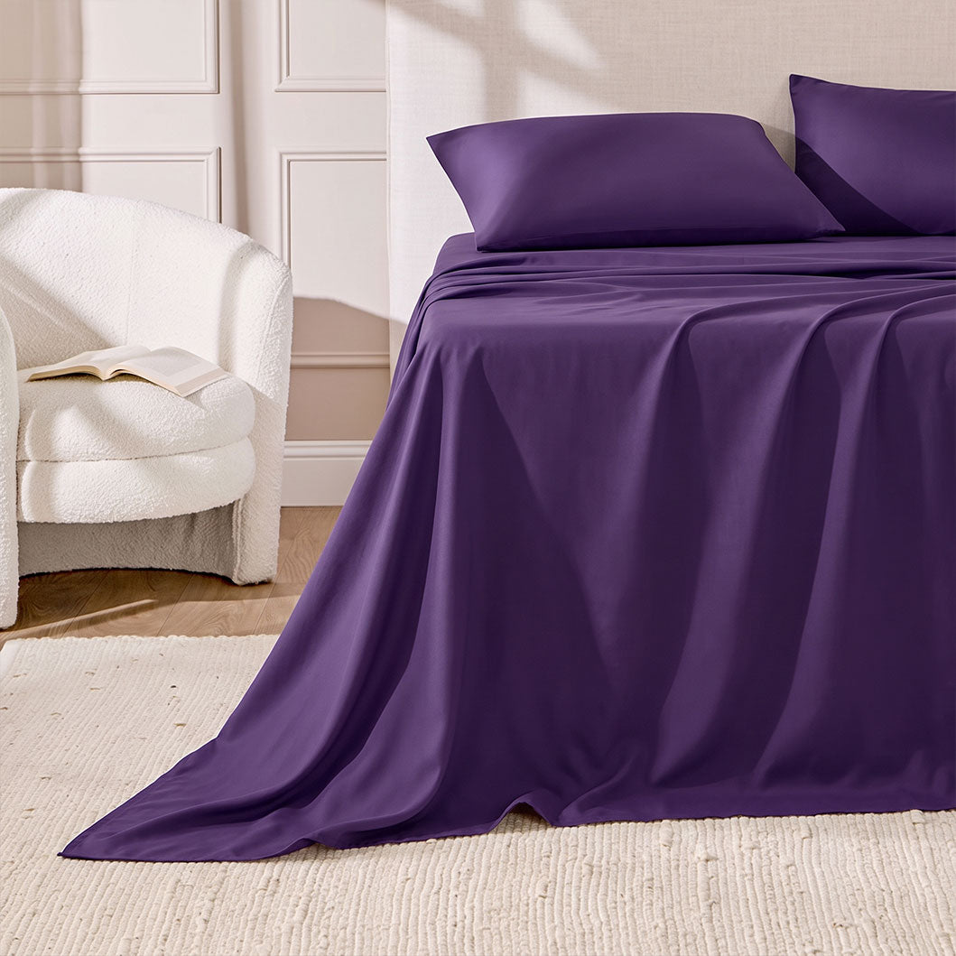 Hotel Soft Bed Sheet Set- Bedding Sheets & Pillowcases Breathable Bedding Wrinkle, Fade, Stain Resistant-Deep Pocket Flat Fitted Bed Sheet Set