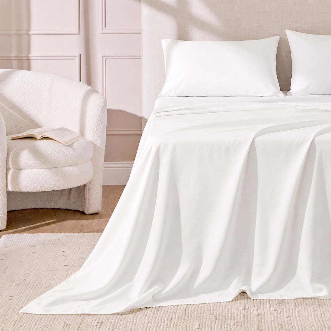 Hotel Soft Bed Sheet Set- Bedding Sheets & Pillowcases Breathable Bedding Wrinkle, Fade, Stain Resistant-Deep Pocket Flat Fitted Bed Sheet Set
