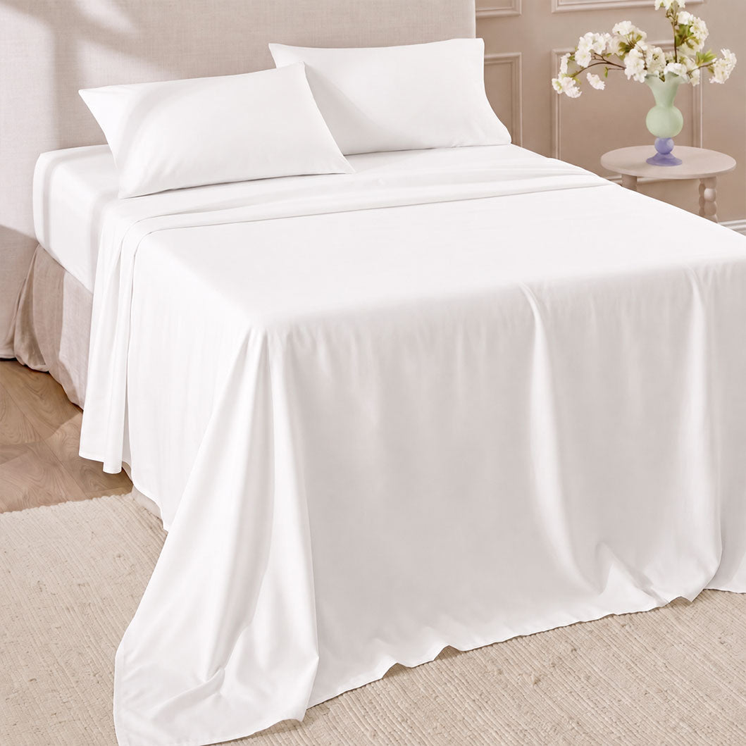 Hotel Soft Bed Sheet Set- Bedding Sheets & Pillowcases Breathable Bedding Wrinkle, Fade, Stain Resistant-Deep Pocket Flat Fitted Bed Sheet Set