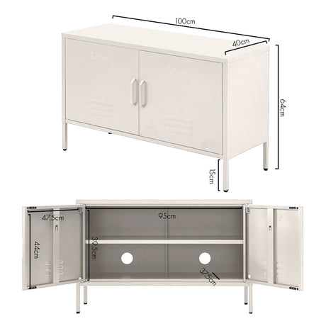 ArtissIn Buffet Sideboard Locker Metal Storage Cabinet - BASE White