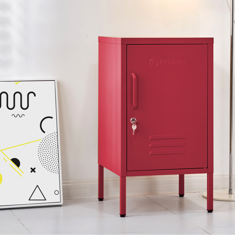 ArtissIn Metal Locker Storage Shelf Filing Cabinet Cupboard Bedside Table Pink