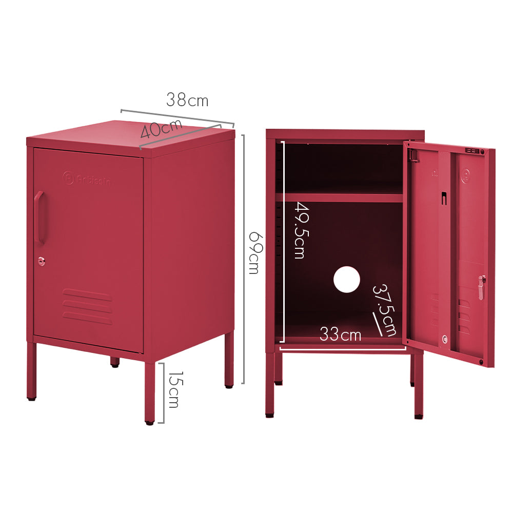 ArtissIn Metal Locker Storage Shelf Filing Cabinet Cupboard Bedside Table Pink