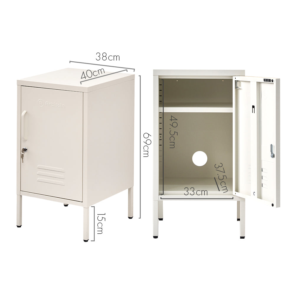 ArtissIn Metal Locker Storage Shelf Filing Cabinet Cupboard Bedside Table White